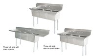 Stainless Steel Triple Tub Pot Sinks